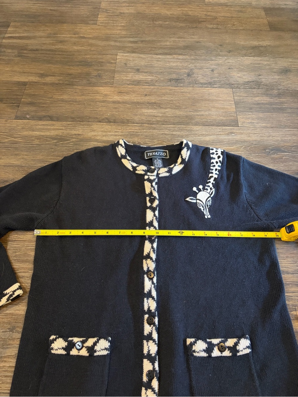 Vintage 90s Woman’s Terazzo Black Abstract Giraffe Cardigan Size Small - Picture 6 of 8